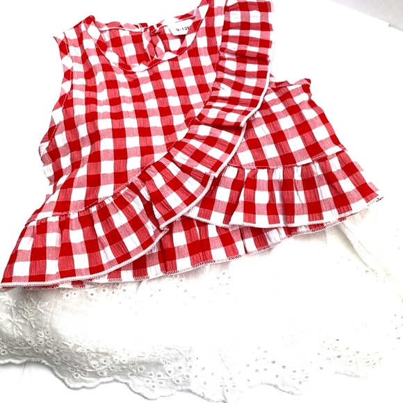 Baby Outfit Set Size 9/12m Girls Matching 2pc Top Skirt Bottoms Red White - Picture 1 of 7